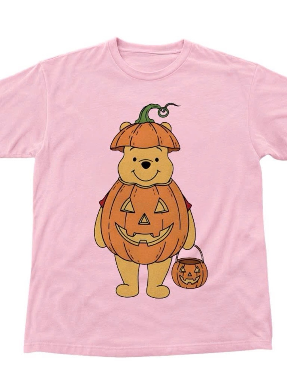 Gildan Shirt Pink Halloween Pumpkin Bear Graphic Tee